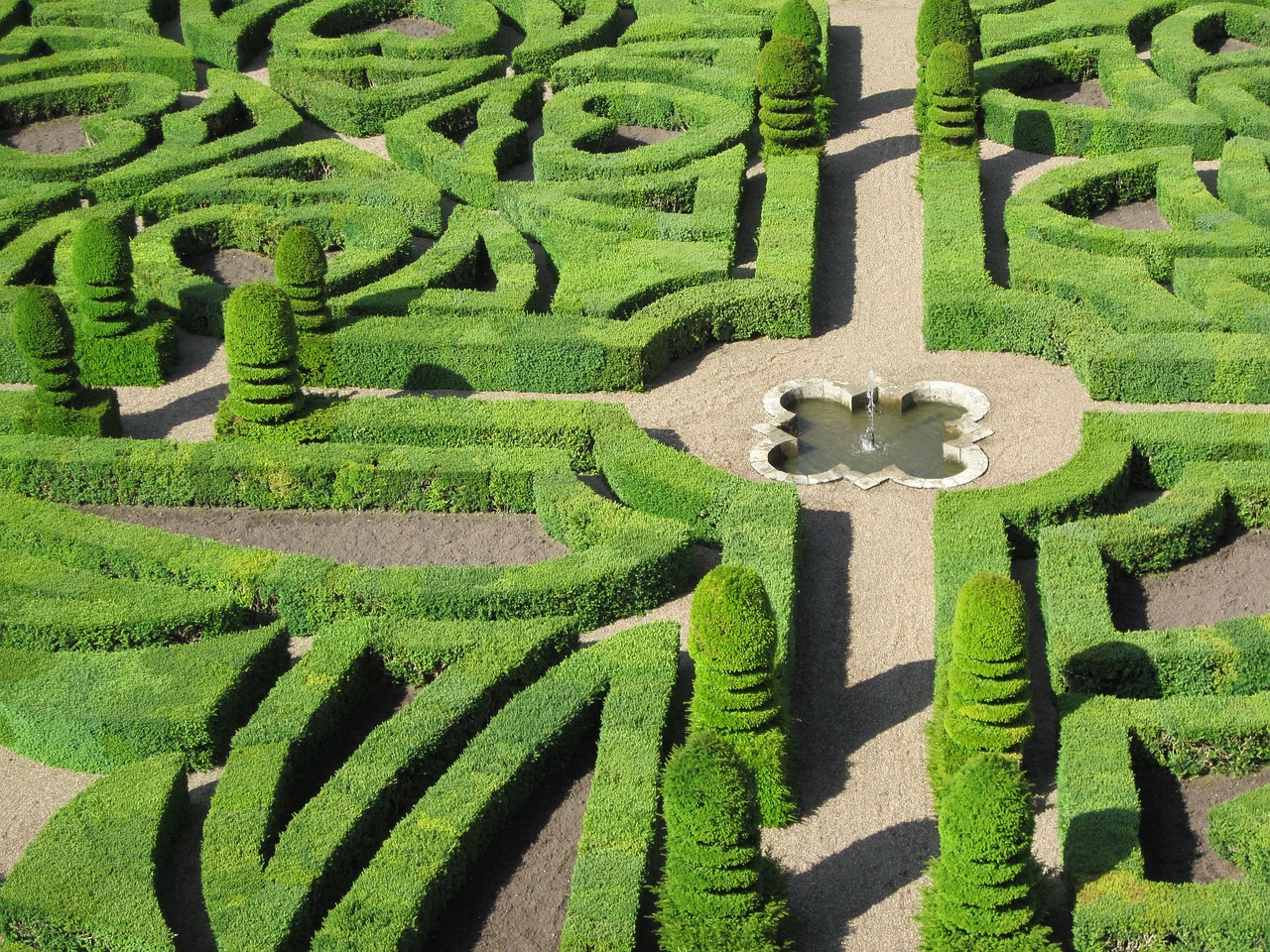 Légi nézet a villandry-i kastély geometrikus kertjeiről